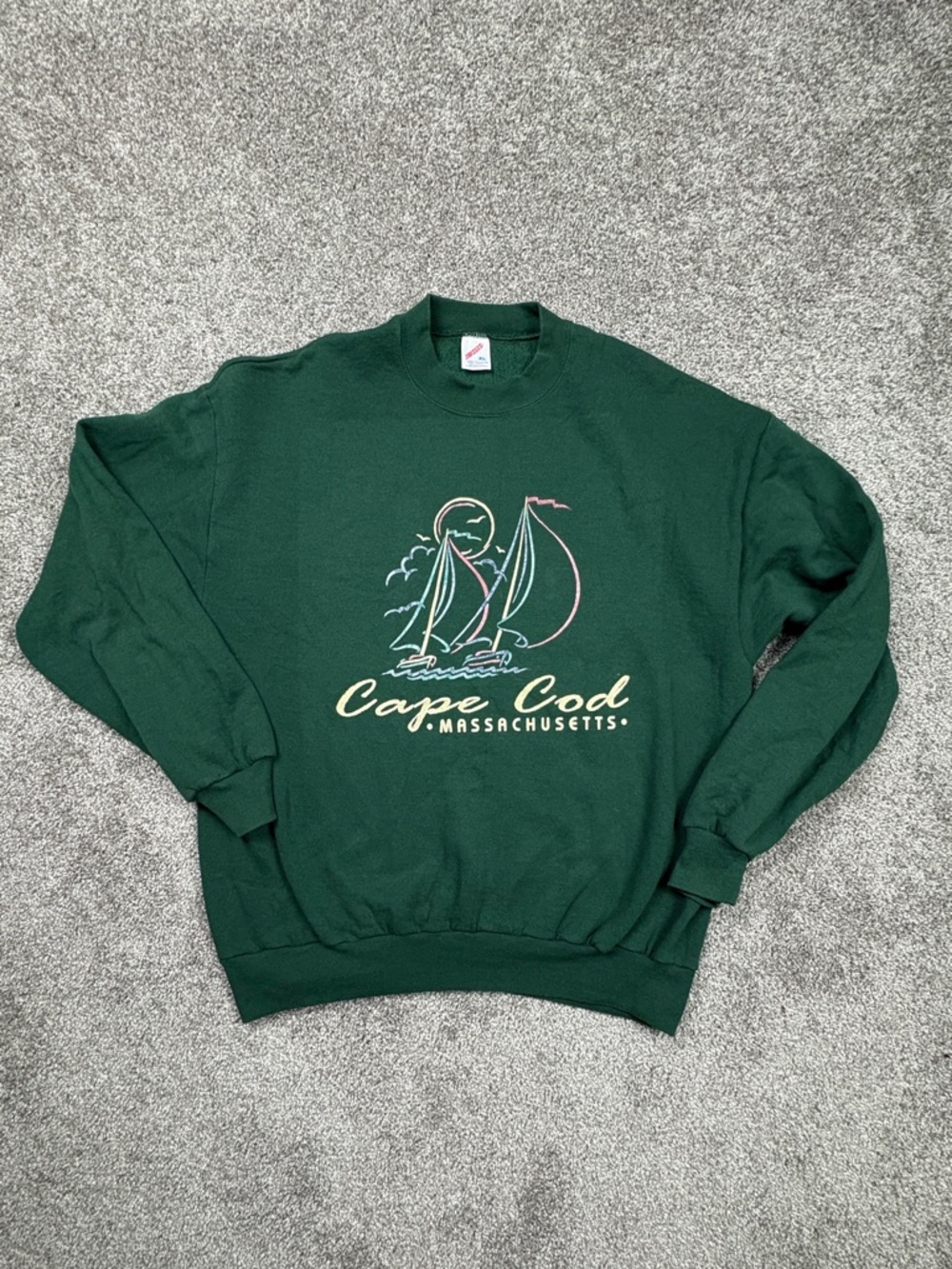 Vintage Cape Cod Sweatshirt Boats Sailing XL Embroidered